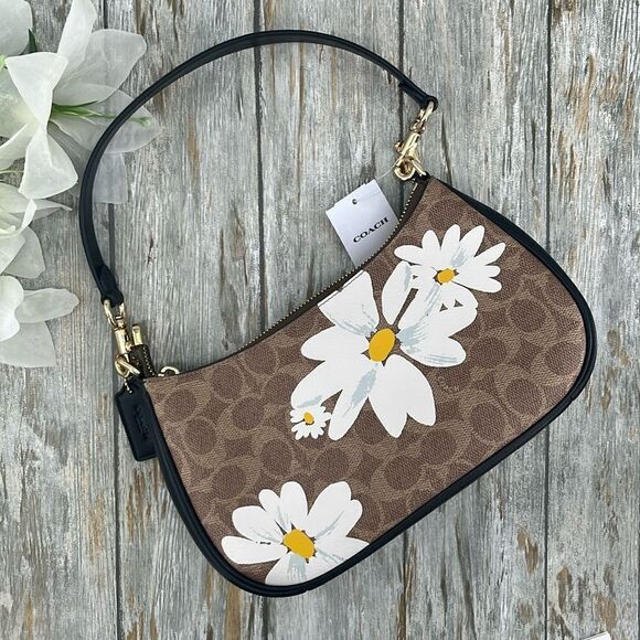 Coach Teri Shoulder Bag With Floral Daisy Print Crossbody Purse - Picture 4 of 8